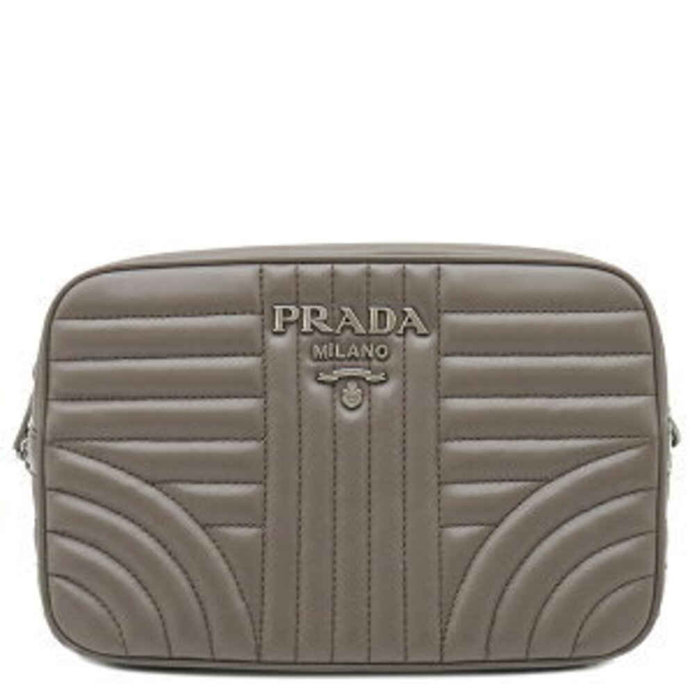 Prada Shoulder Bag Diagram Crossbody Leather Gray Chain Strap Greige Gray - Picture 1 of 6